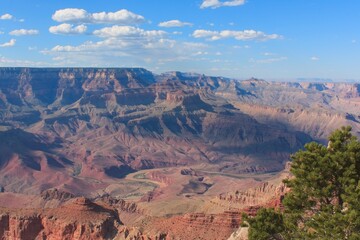 The Grand Canyon, Arizona, with the Colorado River at the bottom of the canyon.