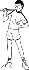 Man poundfit dance workout character outline for coloring page