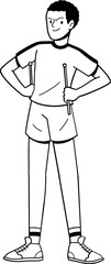 Man poundfit dance workout character outline for coloring page