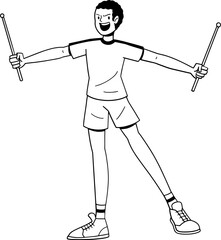 Man poundfit dance workout character outline for coloring page