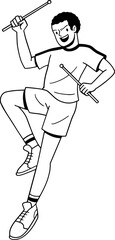 Man poundfit dance workout character outline for coloring page