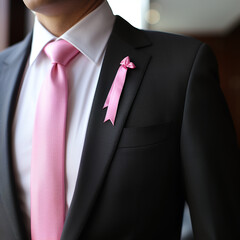 Pink Ribbon Symbol of Breast Cancer Awareness, AI Generated