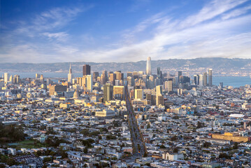 Obraz premium Aerial Panoramic Cityscape View of San Francisco Skyline