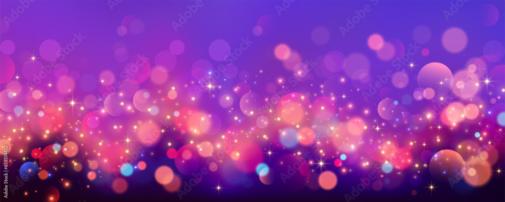 Wall mural Rainbow unicorn background. Pastel glitter pink fantasy galaxy. Magic mermaid sky with bokeh. Holographic kawaii abstract space with stars and sparkles. Vector