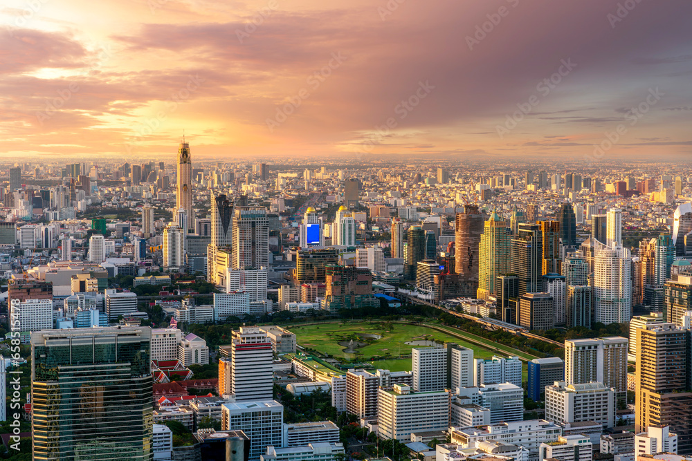 Poster Aerial view of cityscape of Bangkok city,