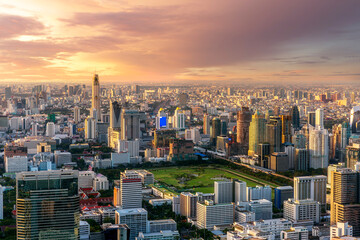 Aerial view of cityscape of Bangkok city,