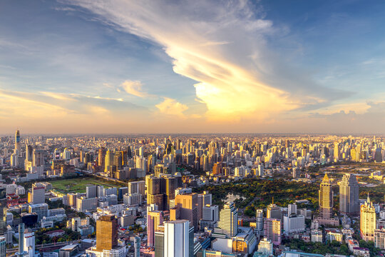 Aerial view of cityscape of Bangkok city, © anekoho