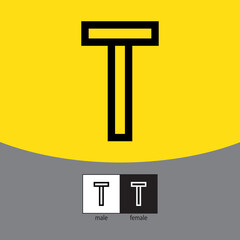 T Letter Logo. Black Color. - Vector