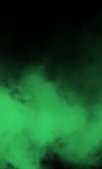 Obraz na płótnie Canvas Green color powder explosion isolated on black background. Royalty high-quality free stock photo image Freeze motion of blue powder exploding. Colorful dust explode. Paint Holi, dust particles splash