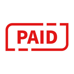 Paid Stamp In Red Line Rectangle Shape For Label Confirmation

