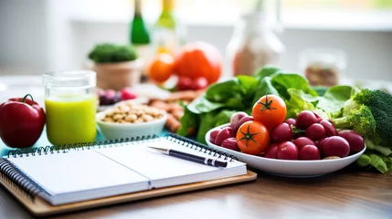 Raamstickers Diet Planning Guide with Varied Healthy Food Items © Sariyono