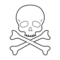 Skull crossbones on white background. Outline illustration, design elements