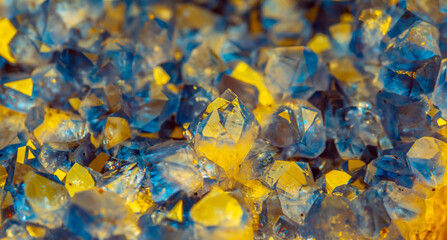 Multi-colored crystal mineral stone. Gems. Mineral crystals in the natural environment. Texture of...