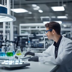 A laboratory technician analyzing a complex chemical reaction using high-resolution equipment3