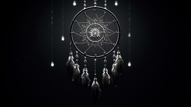 Dreamcatcher in black with white interior.4k, high detailed, full ultra HD, High resolution