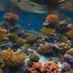 Fototapeta premium A computer-generated visualization of a thriving coral reef teeming with marine life2