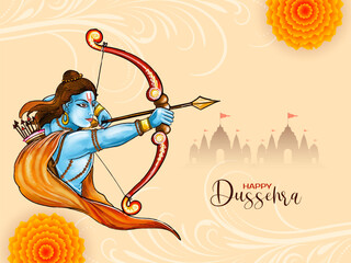 Happy Dussehra festival mythological background design