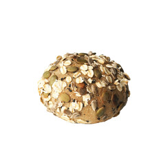 isolated mix seed bread roll on white background