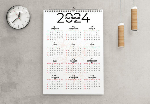 Floral Wall Calendar Design For 2024