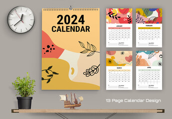 Wall Calendar 2024 Design With Floral Style