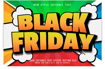 black friday editable text effect emboss comic style