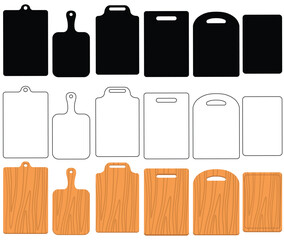 Set of cutting board vector illustration. 