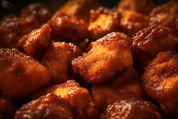 close up of crispy chicken chunks. Generative AI