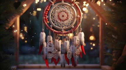 Obraz premium marry christmass dream catcher hangong in the garden 4k, high detailed, full ultra HD, High resolution