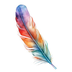 A colorful watercolor illustration of feather - obrazy, fototapety, plakaty