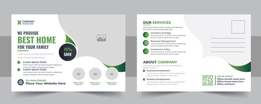 Real estate postcard design template, modern eddm postcard design