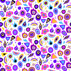 Seamless abstract pattern. Bright positive vibration. Psychedelic background.