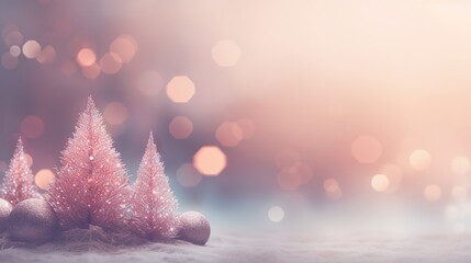 Fototapeta na wymiar a small pink christmas tree sitting on top of a snow covered ground. generative ai