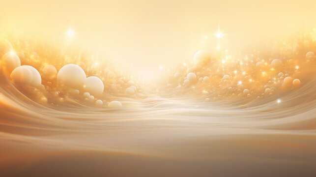  an abstract image of a golden background with bubbles and stars.  generative ai