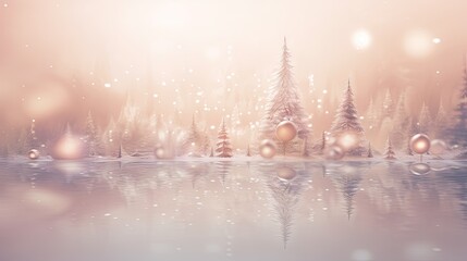 Fototapeta na wymiar a winter scene with a lake, trees, and snow. generative ai