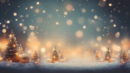 Fototapeta na wymiar a christmas scene with a lot of snow and small trees. generative ai