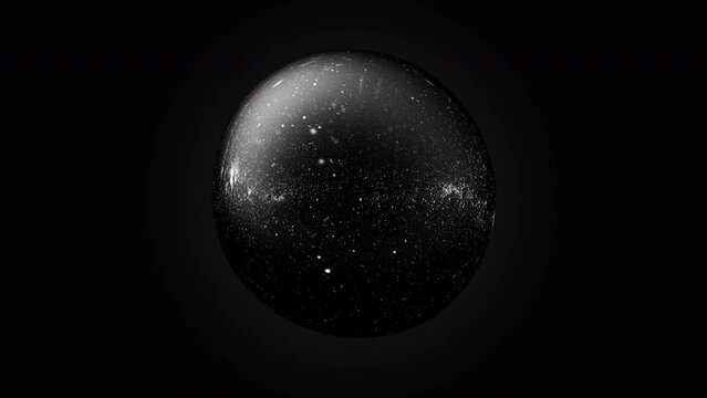 3D render of glassy monochromic chromatic coloured sphere with stardust inside and displacement surface effects, futuristic live wallpaper