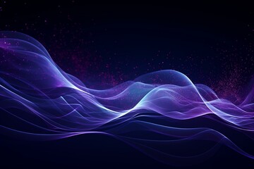 an animated wave of particles and lines in purple and blue. Generative AI