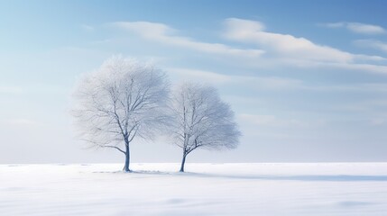 Fototapeta na wymiar a couple of trees that are standing in the middle of the snow. generative ai