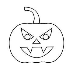Spooky pumpkin line icon. Outline vector jack o lantern icon isolated on transparent background. Halloween vector illustration collection.