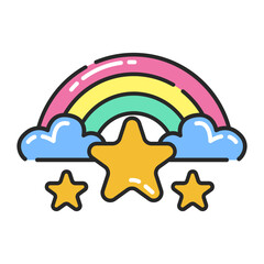 Rainbow and Stars Icon 