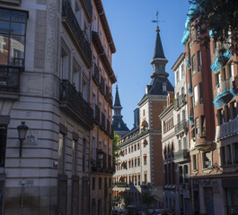 An old street in the city with a church