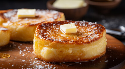 A French toast English muffin is a delightful breakfast. It's a muffin dipped in a sweet, eggy batter, cooked until golden brown, and often topped with syrup, powdered sugar, or fresh fruit