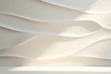 Keuken spatwand met foto 抽象背景バナー。陽光が差す白い曲線模様の壁と平らな床がある空間 © Queso