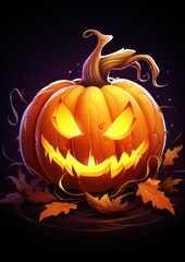 Fun cute Halloween pumpkin. Children's illustration. Generative AI.