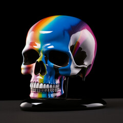 futurystyczna czaszka człowieka w kolorach tęczy - obrazy, fototapety, plakaty