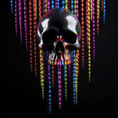 futurystyczna czaszka człowieka w kolorach tęczy - obrazy, fototapety, plakaty