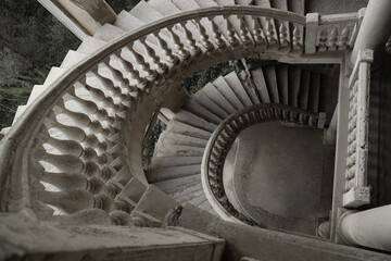 spiral round stairs stairway railing empire style window concrete. round Staircase. Time vortex....