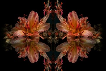 Symmetrical poetry of floral imprints. Generative AI