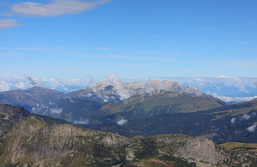 Breathtaking view of the mountains of the European ALPS of the Dolomites mountain range in northeastern Italy