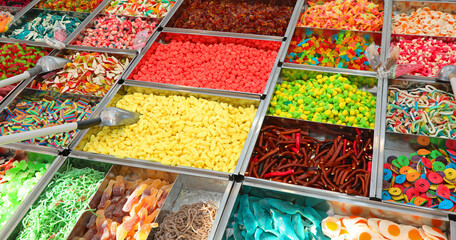 sugary sweets  liquorice candies for the happiness of children and dentists